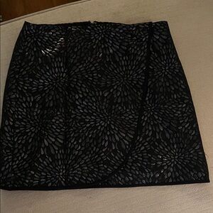 LOFT Black Floral Mini Skirt